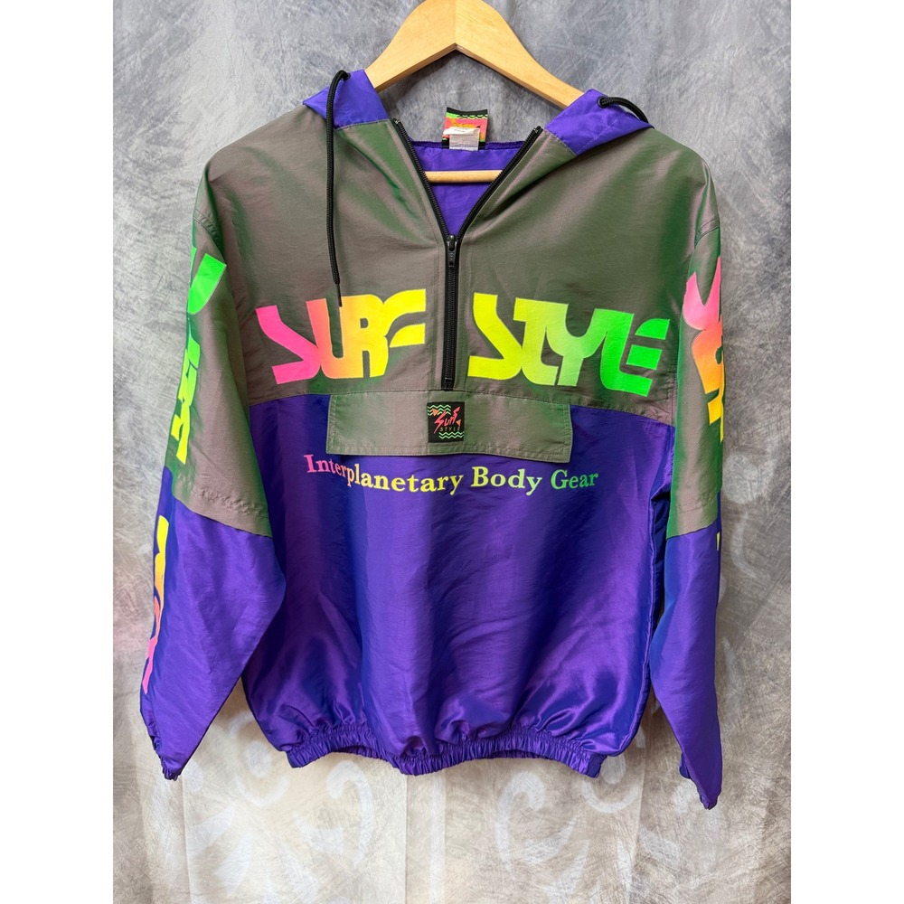 Surf Style Interplanetary Body Gear Windbreaker Mens Small Purple Iridescent 90s
